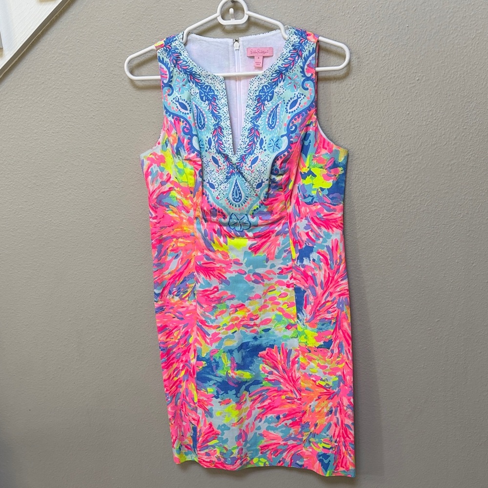 Lilly Pulitzer Fallon Shift Dress Palm Beach Coral Multi, women’s size 4